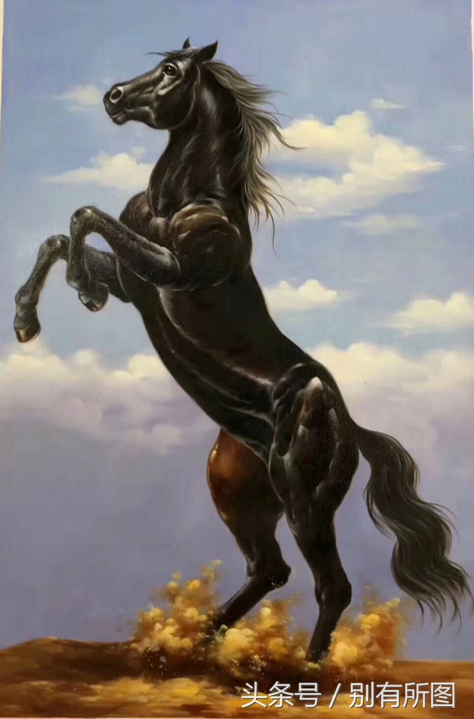《一马当先》国画油画系列，喜欢马的朋友千万不要错过，一饱眼福