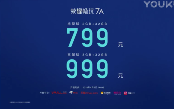 799元荣耀畅玩7A宣布公布：全面屏手机 面部识别 立体式音箱，够买？