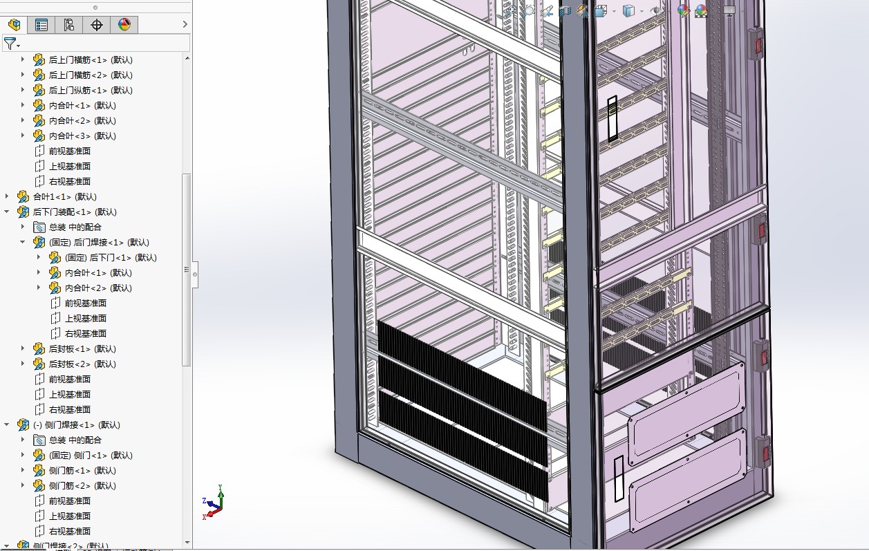 标准服务器机柜3D模型图纸 Solidworks设计