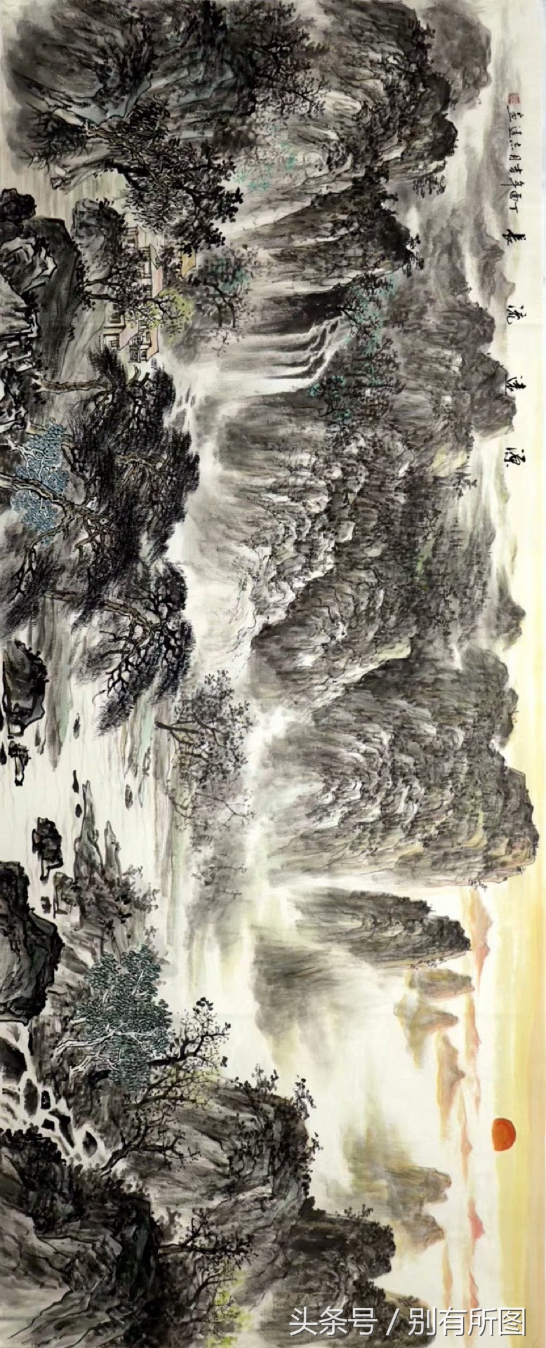 画家杨大志精品国画，小八尺水墨山水画《山居图》七幅图作品欣赏
