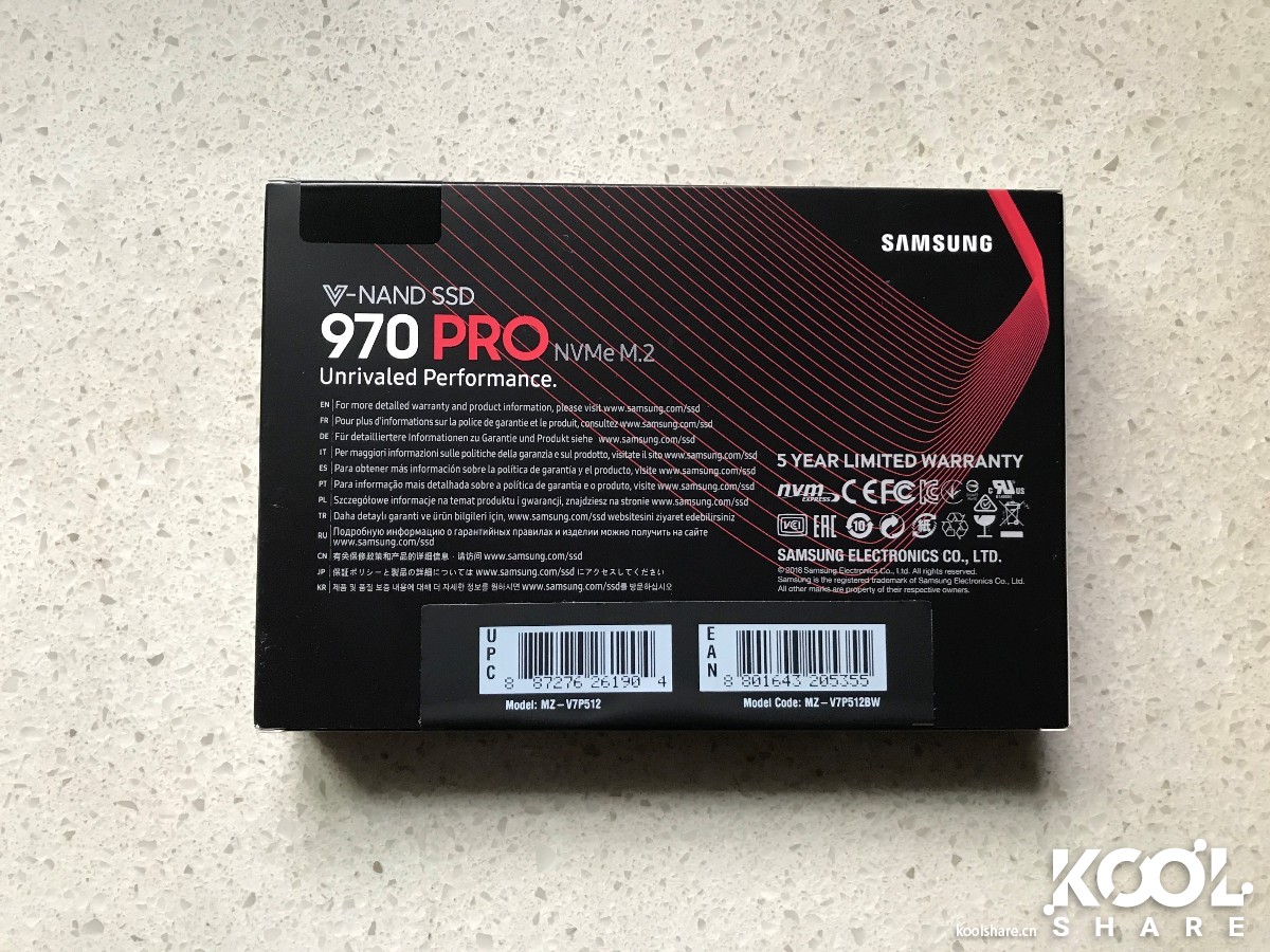 Samsung 三星 970 pro 512G M.2 nvme SSD 简单开箱评测