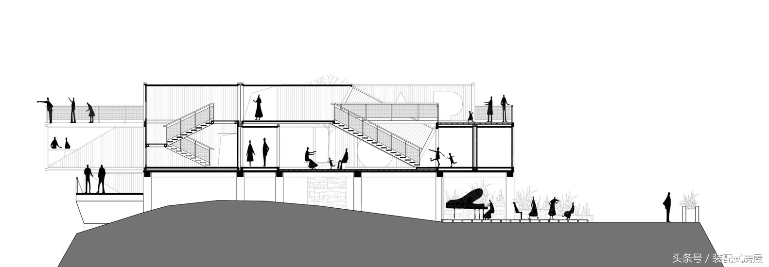 集裝箱建筑模塊化，組成集裝箱懸崖餐廳