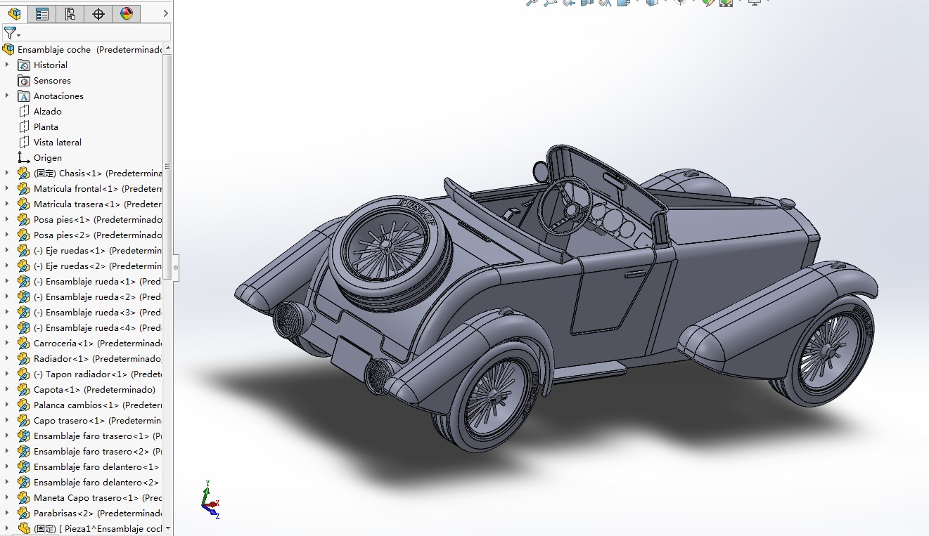 Piezas经典老爷车造型3D模型图纸 Solidworks设计