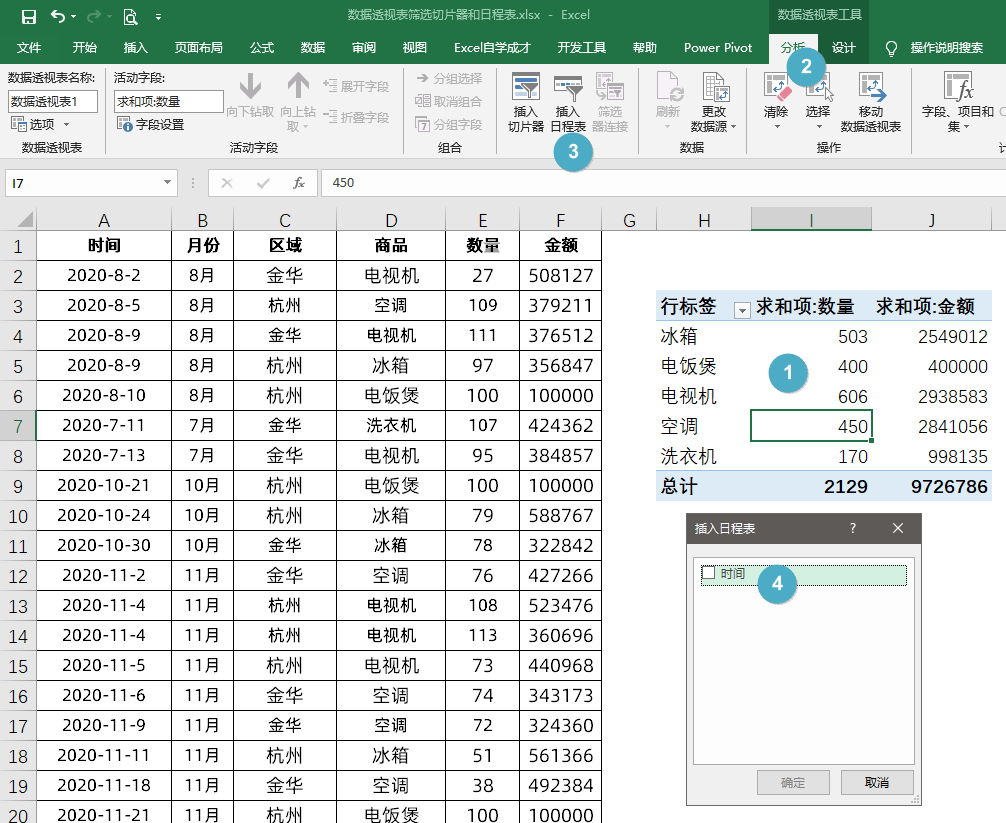 Excel数据透视表必学的，切片器和日程表，筛选贼方便