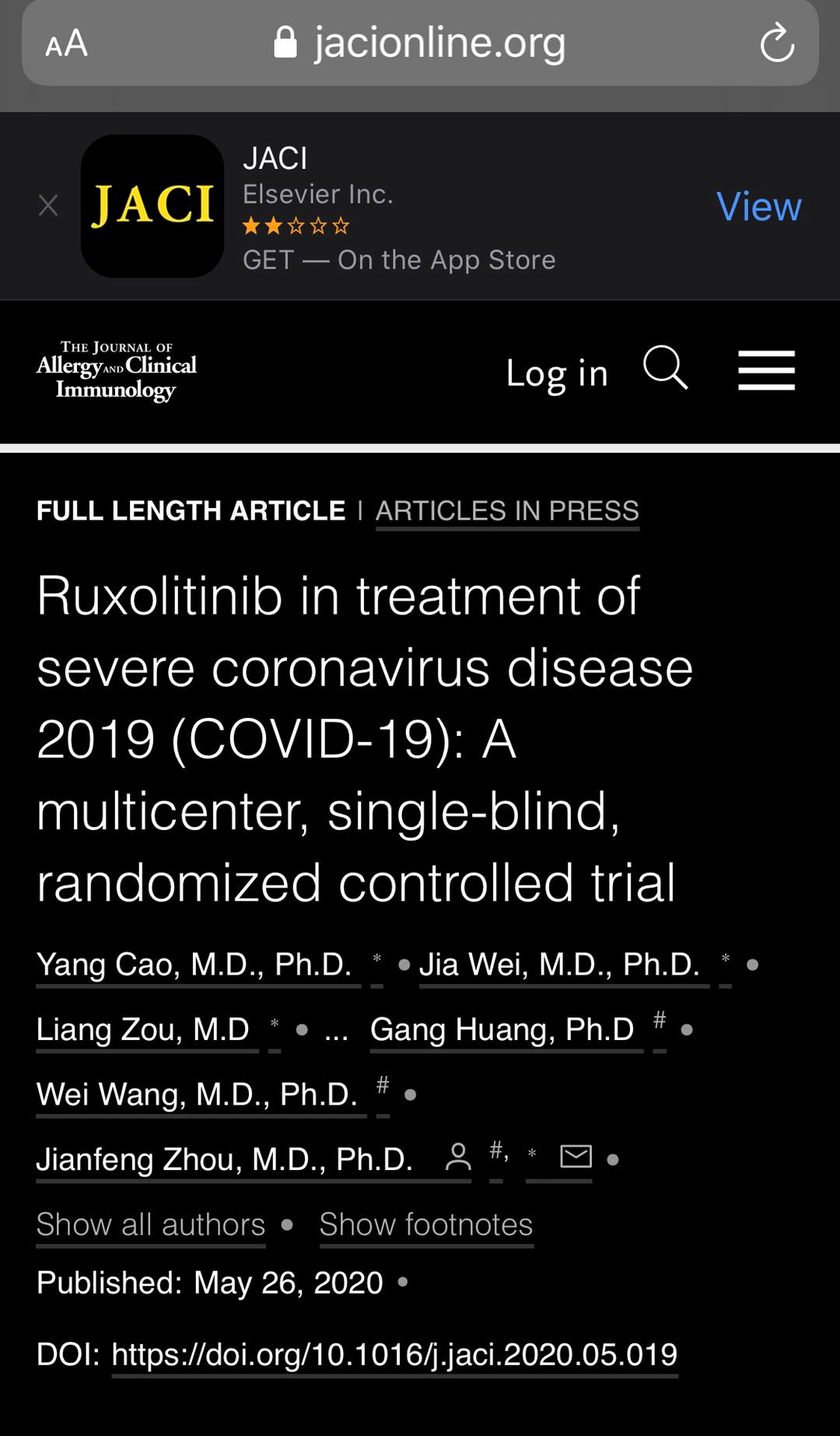 重磅发现！药物芦可替尼疗效超瑞德西韦，重症治疗组零死亡