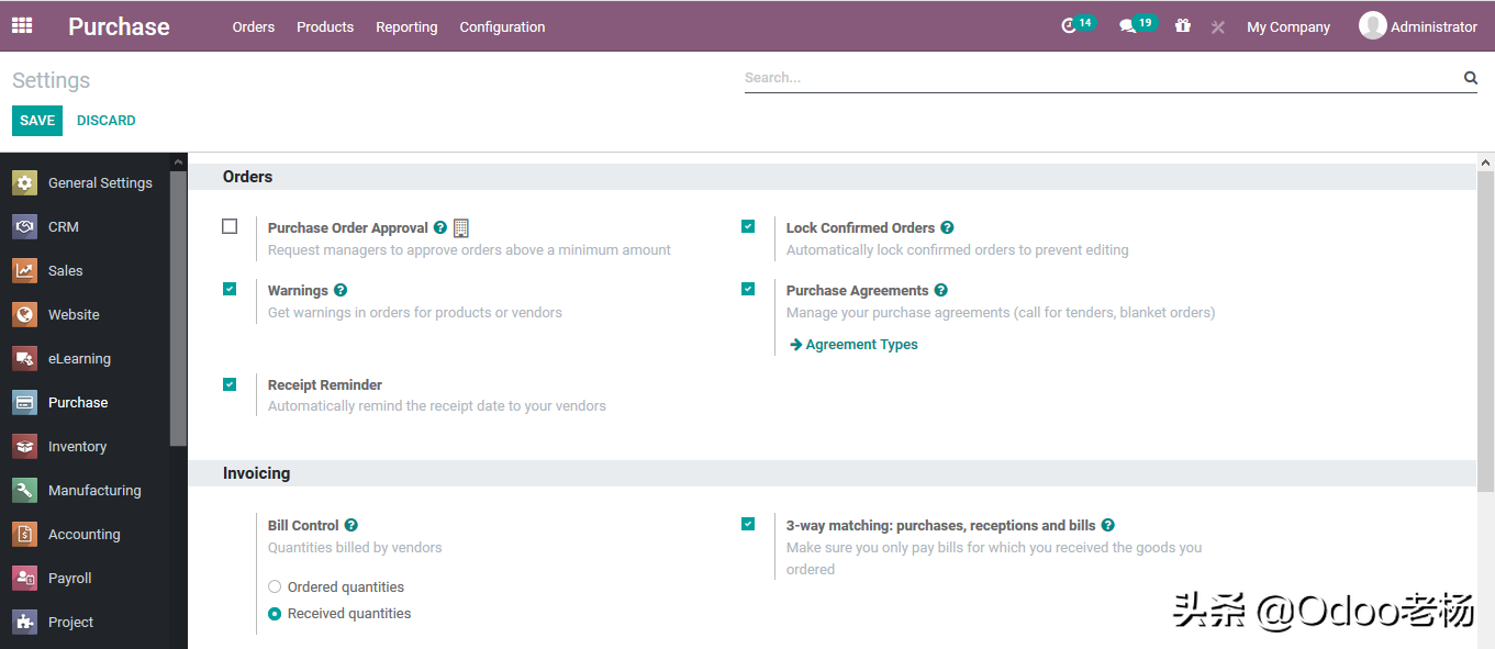 全球排名第一的免费开源ERP：Odoo14采购管理功能应用