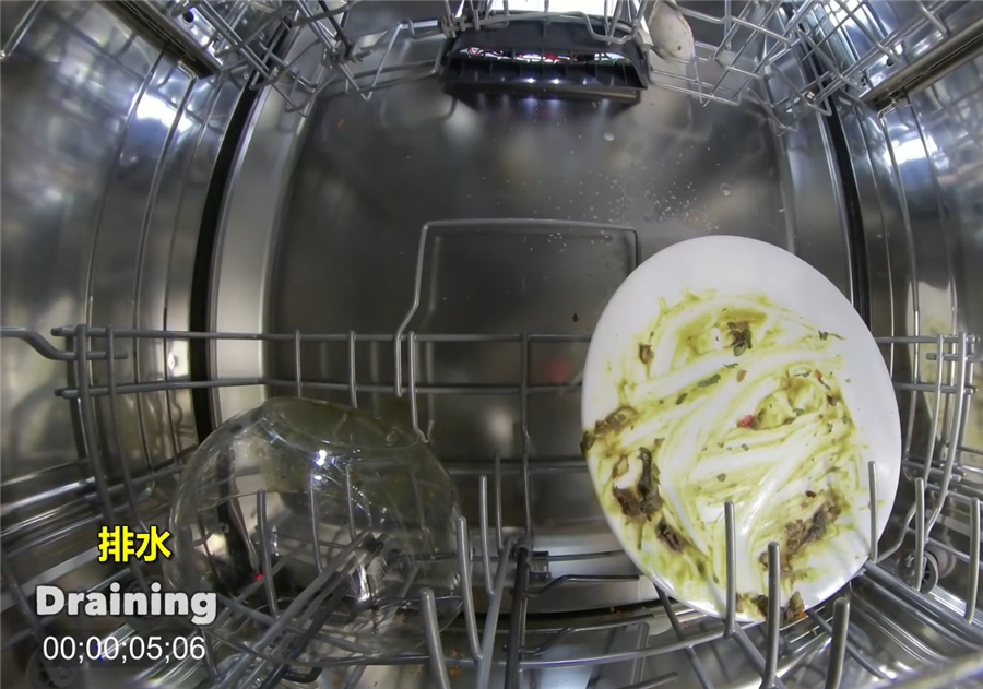 How does the dishwasher clean the dishes?After the old man put the