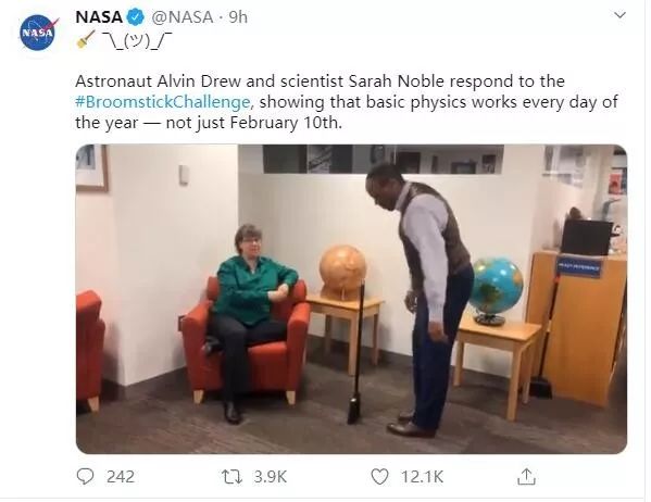 昨天，被一件趣事给刷屏了，立扫把是真的吗？NASA专家解释来了
