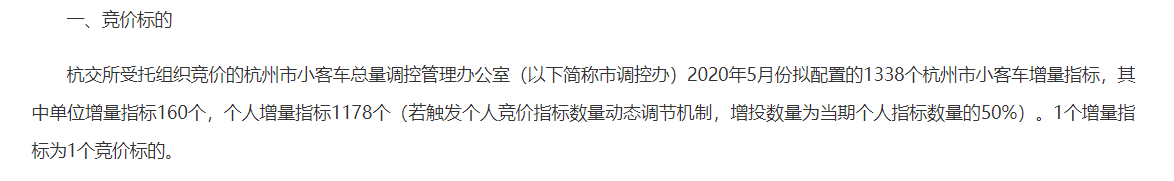 2020年5月杭州小客车竞价日历及公告 明日起可缴