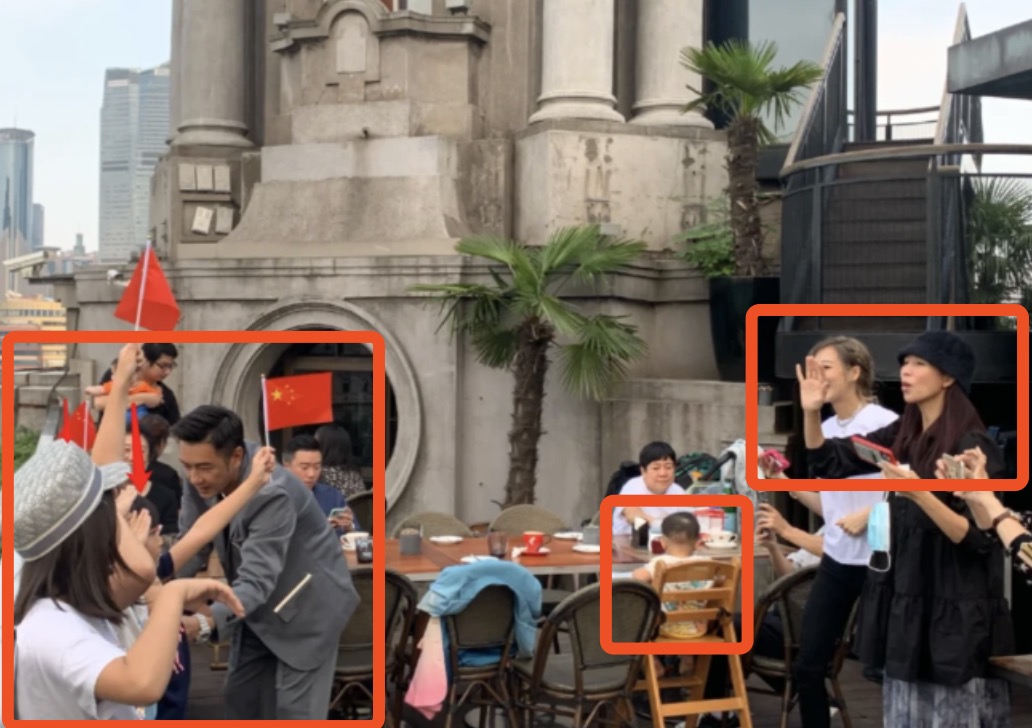 蔡少芬陈浩民两家聚会，在上海外滩被偶遇，指导孩子们摆拍超热闹