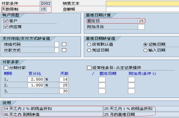 SAP Payment Terms 付款条件