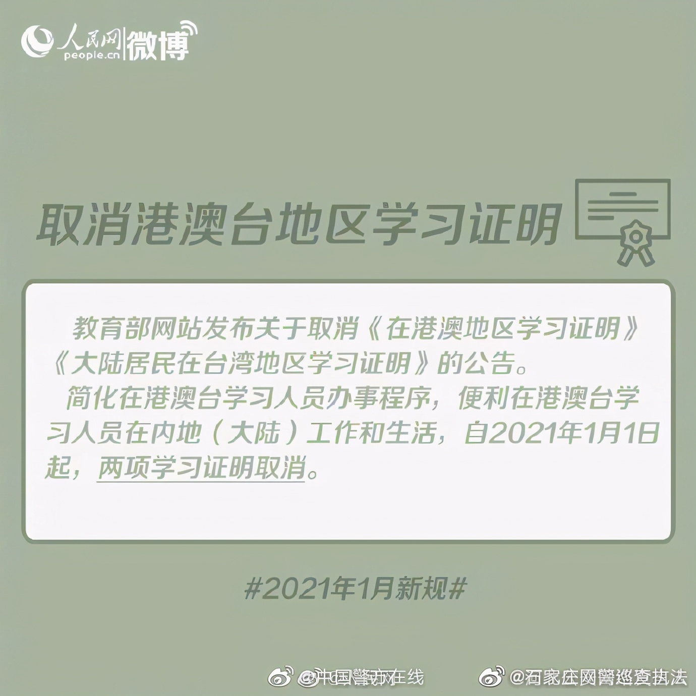 周知！2021年1月新规！