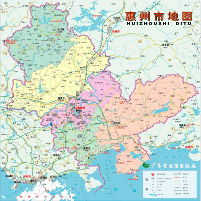 Area of maritime space of Guangdong each city has how old
