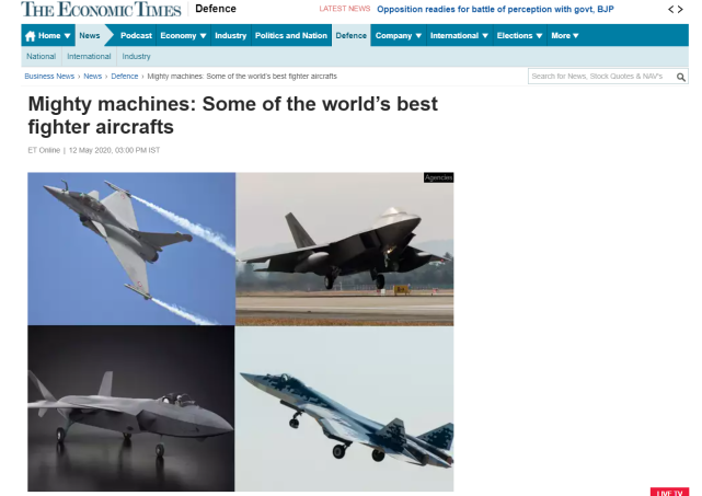 外媒盘点世界最强战机，歼20强势登榜，印度罕见