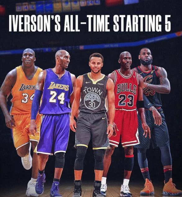 艾弗森评历史最强五人组，科比库里入围，网友