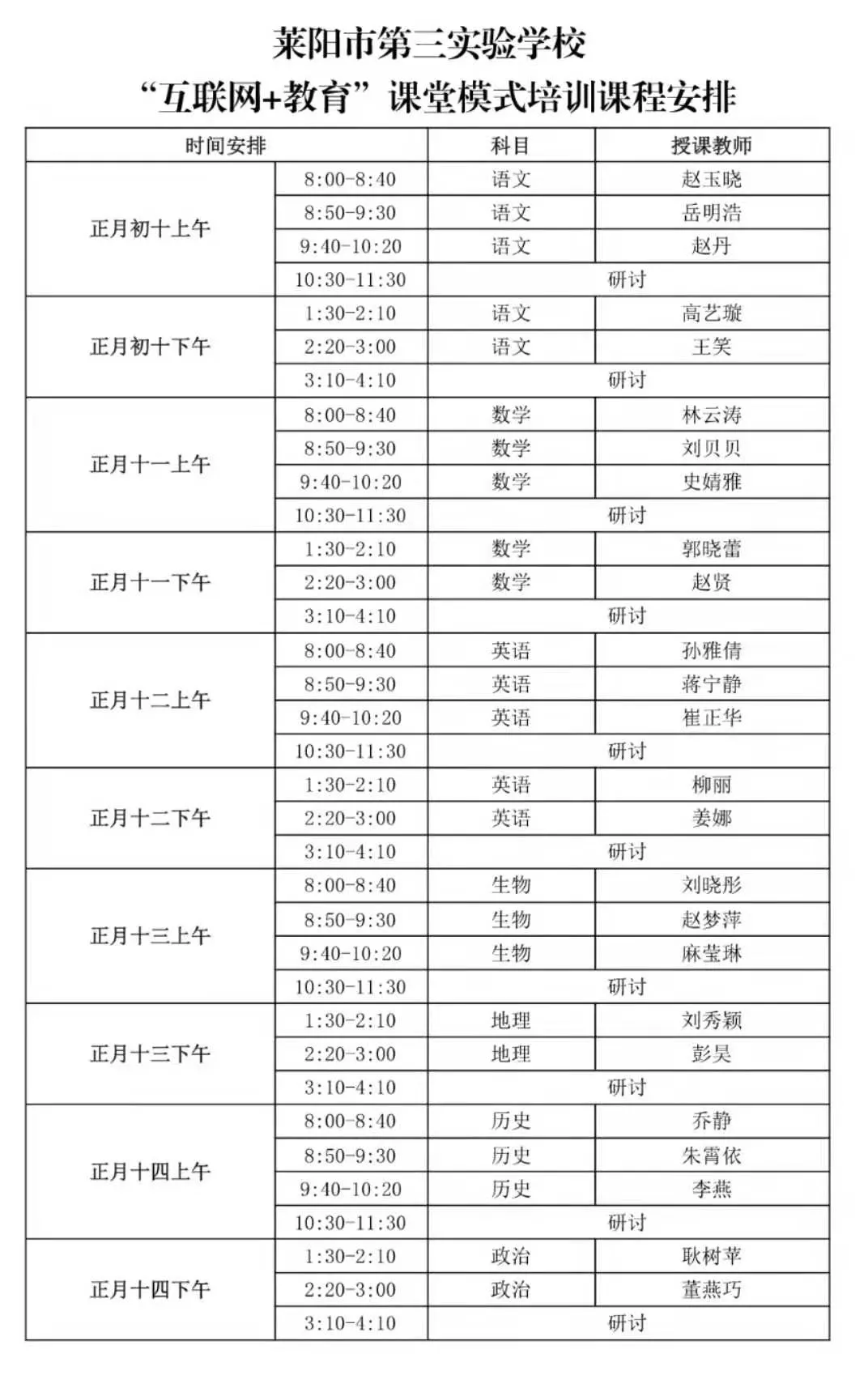 莱阳市第三实验学校“课堂教学模式突破年”系列活动