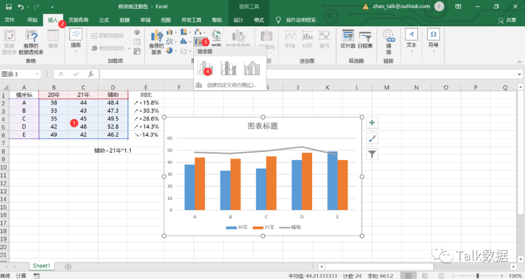 Excel如何让数据标签带箭头并按值区分颜色