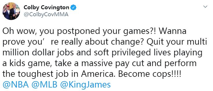 UFC名將嘲諷詹皇：放棄你億萬富豪的生活，去當個警察吧