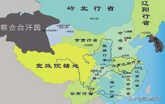 大元行省分布图蒙古国虽然有蒙古的国名,但是现在生活在蒙古国的