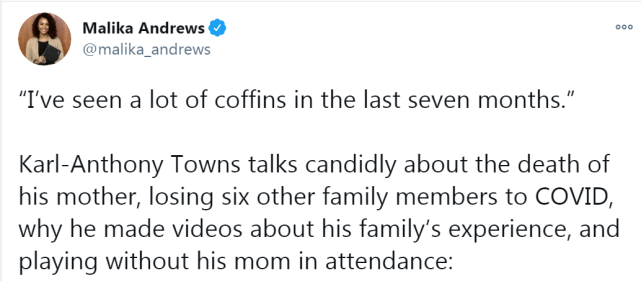 連失7位親友！灰狼Towns今年的遭遇實在是太慘：過去7個月，我見過太多棺材-黑特籃球-NBA新聞影音圖片分享社區