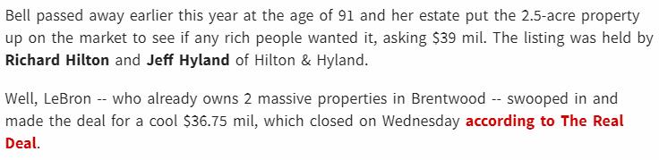 3675萬美金！詹皇又在LA買下豪宅，美媒：有空間收藏冠軍獎盃！-黑特籃球-NBA新聞影音圖片分享社區