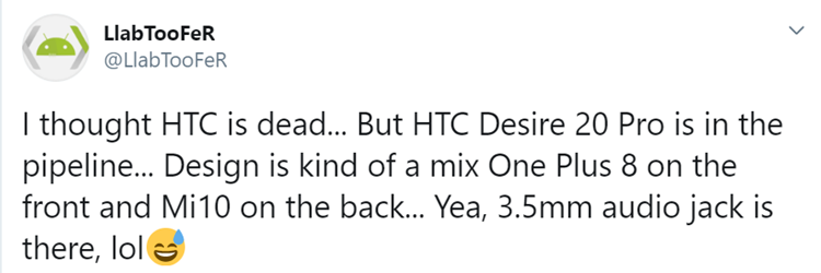 还未舍弃手机行业：HTC Desire 20 Pro曝出