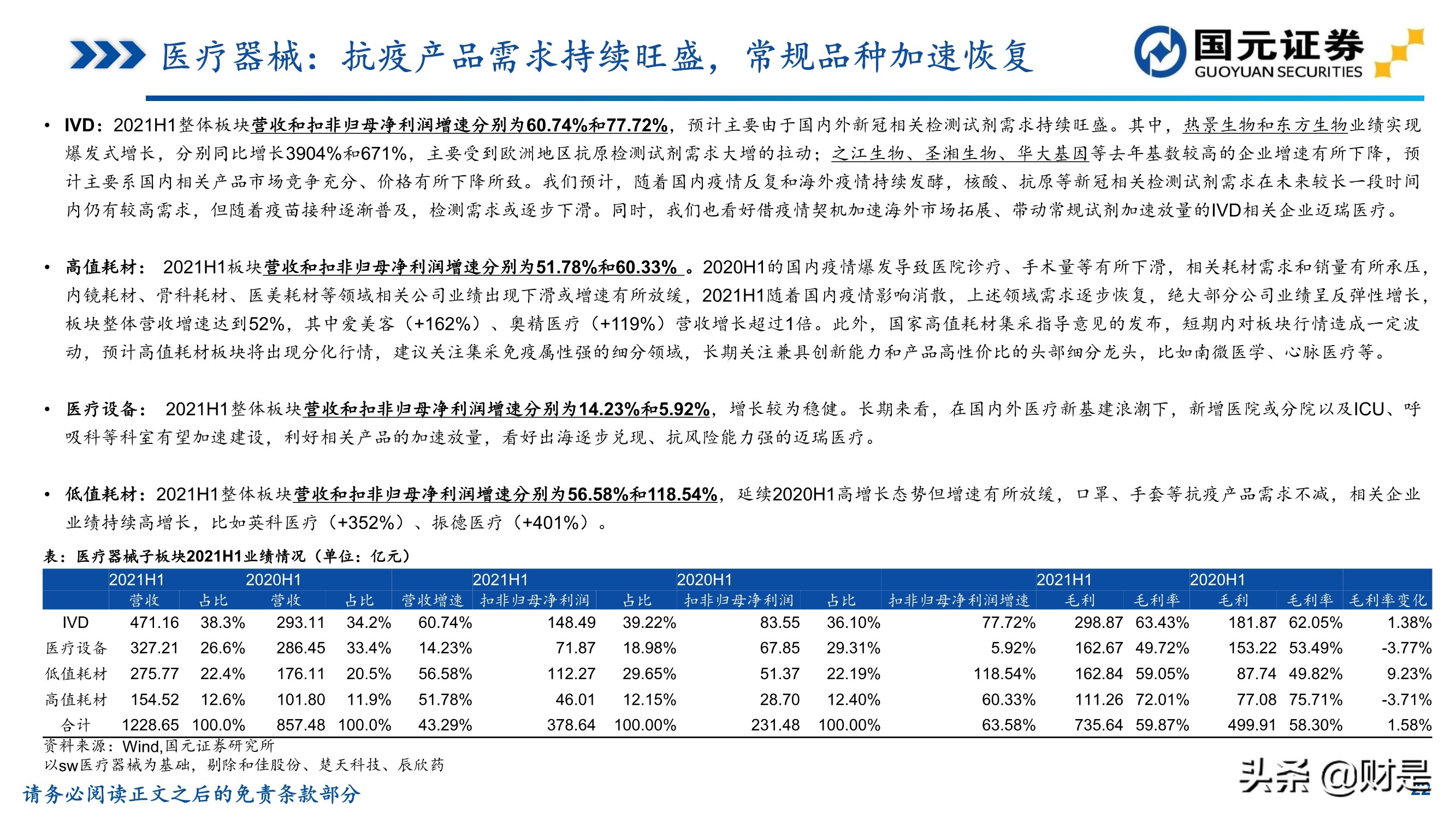 医药行业中报总结：后疫情时代恢复性增长，高景气赛道仍是主线