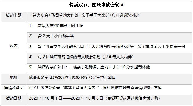 成都金堂恒大酒店：双节同庆，多倍快乐，一起来庆团圆享生活