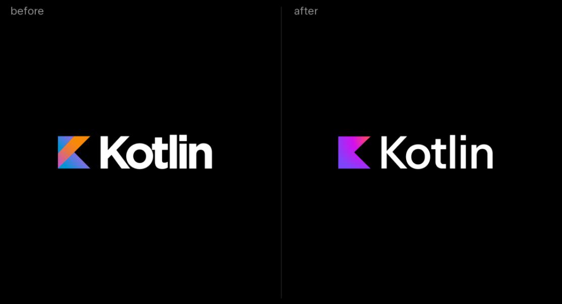 The programming language Kotlin launches a new Logo with gradient ...