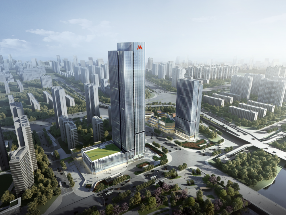 中建一局五公司大河城章项目万豪酒店首块混凝土底板浇筑完成