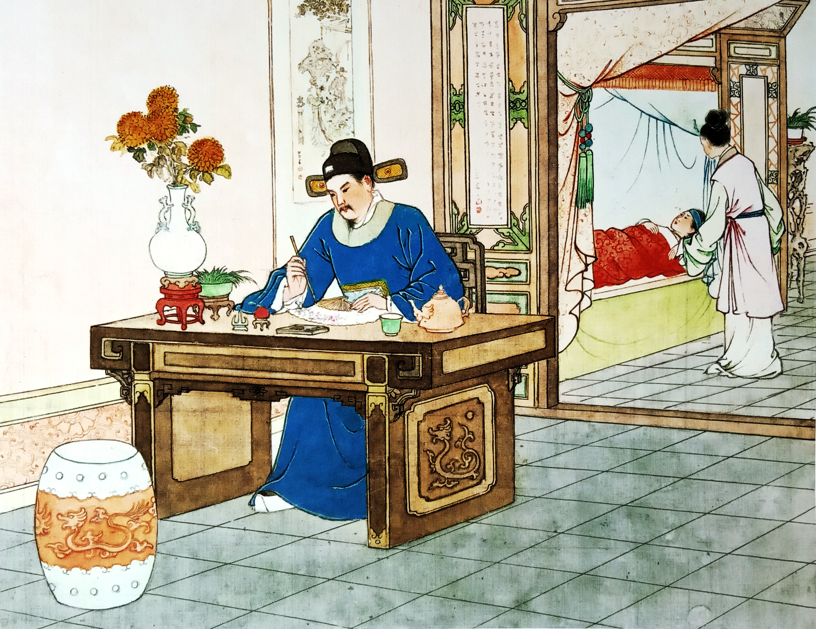 中国现代连环画家任率英的桃花扇图画