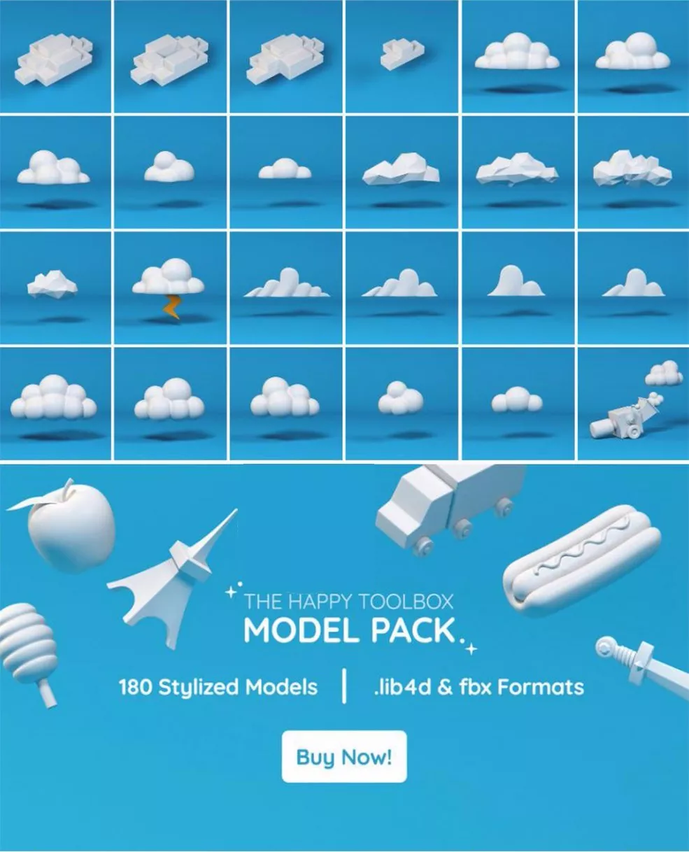 送你C4D三维模型素材：700套C4D三维模型素材合集，彻底告别C4D难