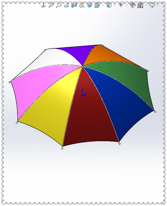 用SolidWorks绘制一把雨伞，用的都是些最基础的工具