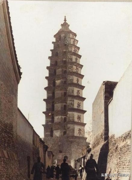 1940年河北定县老照片 80年前的料敌塔及当地人物风貌