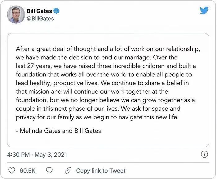 比爾·蓋茨離婚原因曝光，8400億身家被分割，暴露婚姻的3個真相