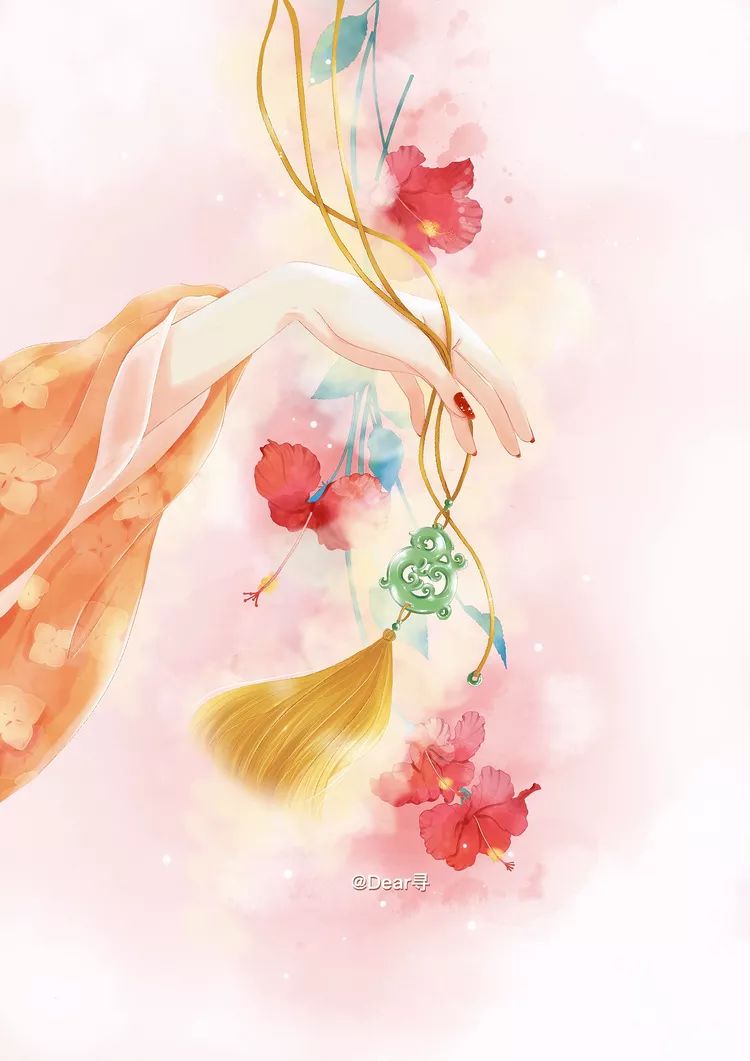古风美物插画 | 裁为合欢扇，团团似明月