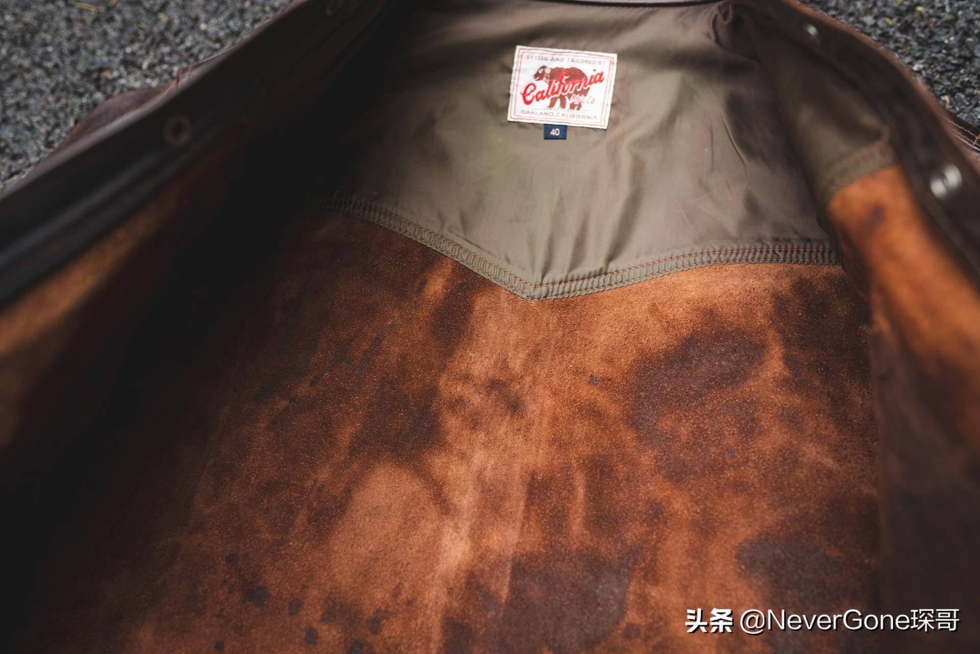 一件咔的一批的衬衣——加州小熊拼色皮衬衣