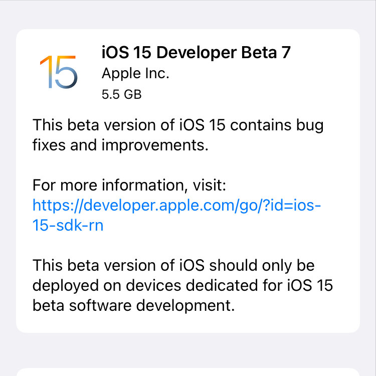 iOS15Beta7用户评价出炉：建议小容量用户慎更