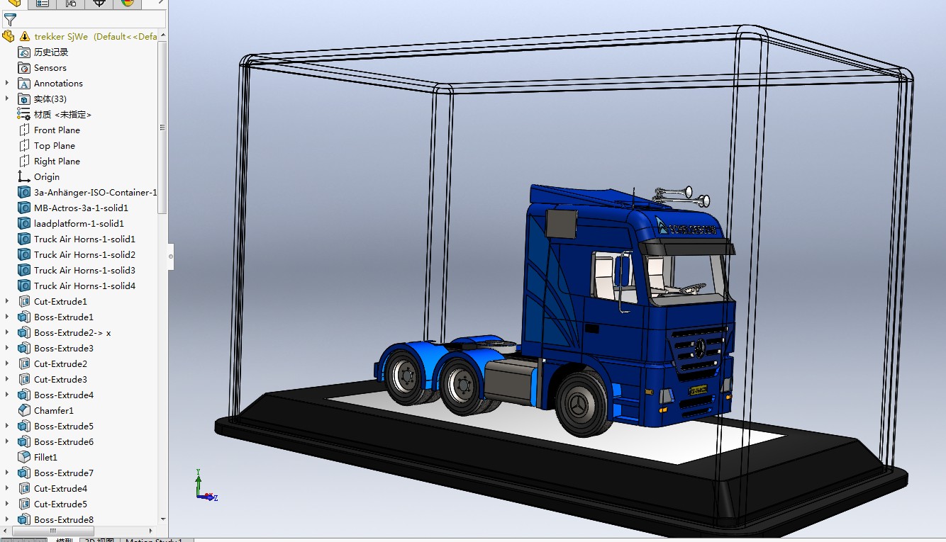 奔驰卡车头盒装展示模型3D图纸 Solidworks设计