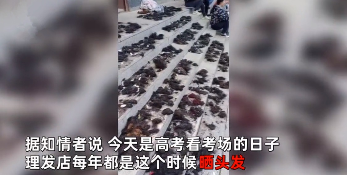 “他咋那么缺德呢？”高考学生看考场，校门口理发店台阶上晾头发：不让家长坐