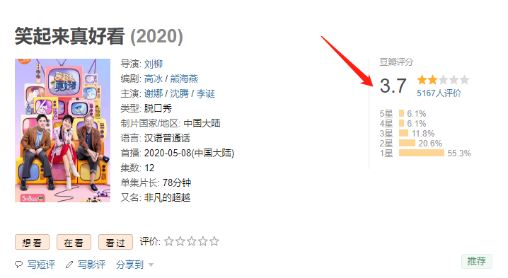只播了一集，豆瓣三千人一星差评，沈腾心态炸