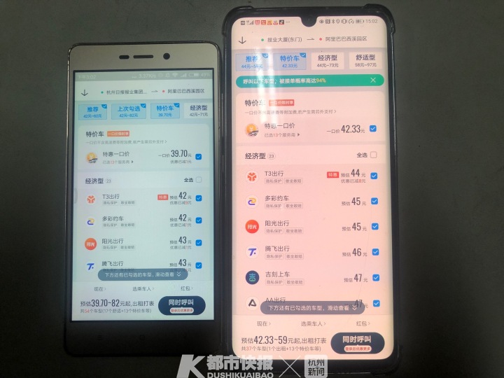 手机越贵打车越贵？我们实测了15次，预估价基本一致