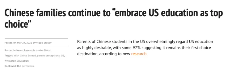 97%的中国留学家庭首选美国，是什么在吸引他们？