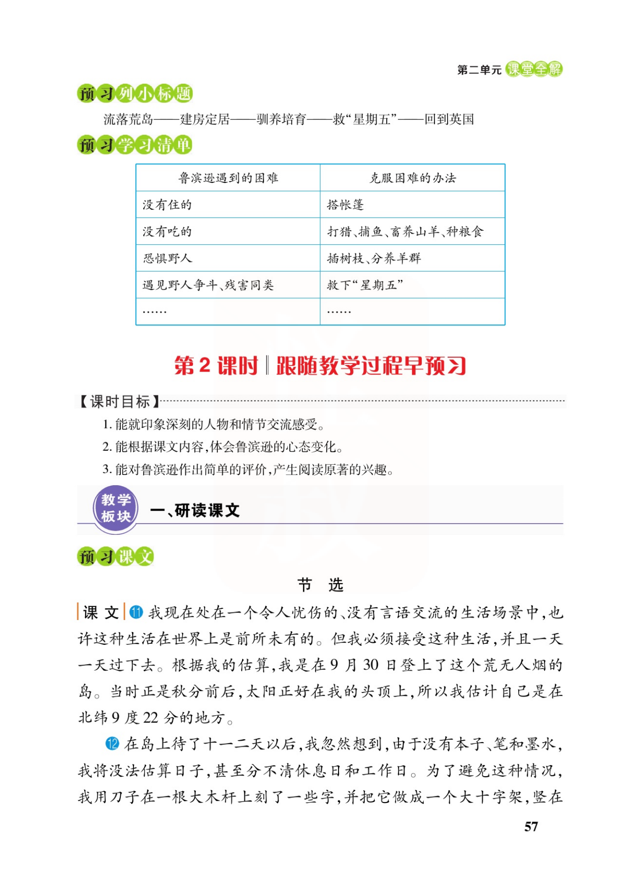 六年级语文下册，第5课《鲁滨逊漂流记》课堂比较及全文解析