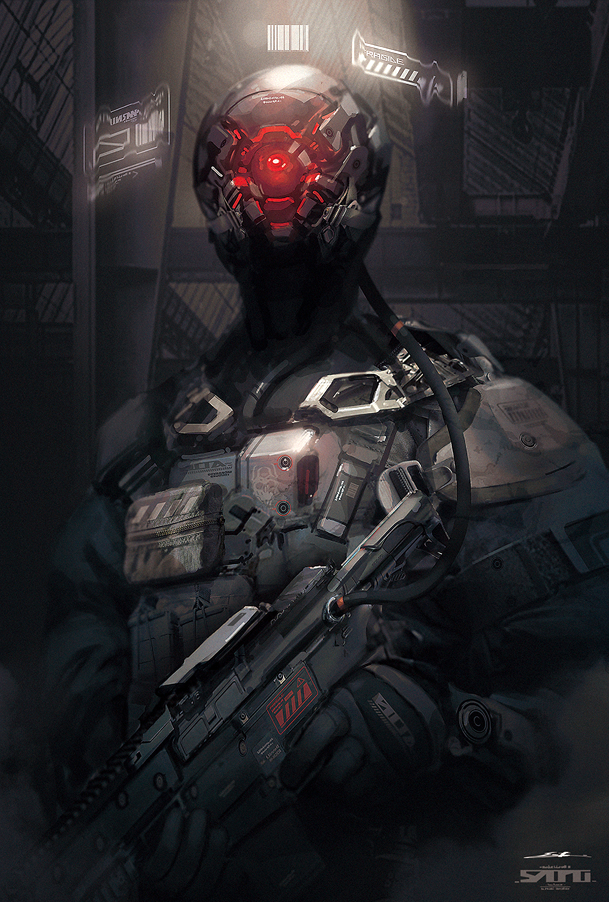 极致的机械之美,画风科幻奇特,脑洞大开的暗黑机械机甲插画欣赏