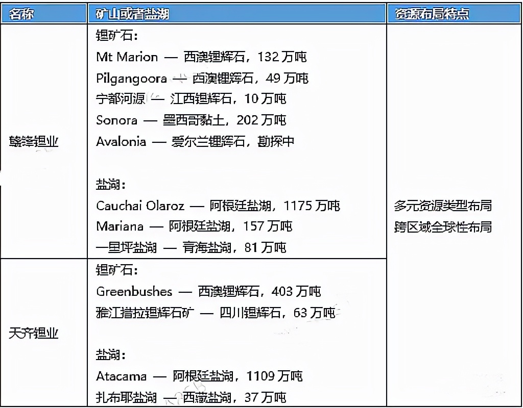 锂矿资源个股全面梳理