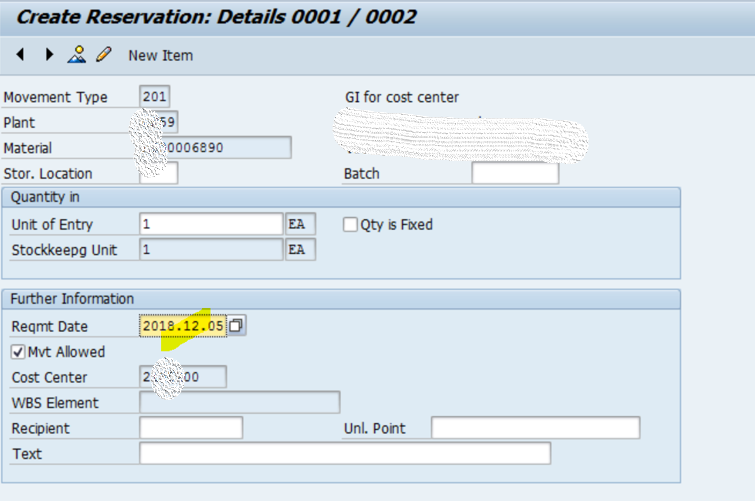 SAP MM 预留单据里的Base date和需求日期