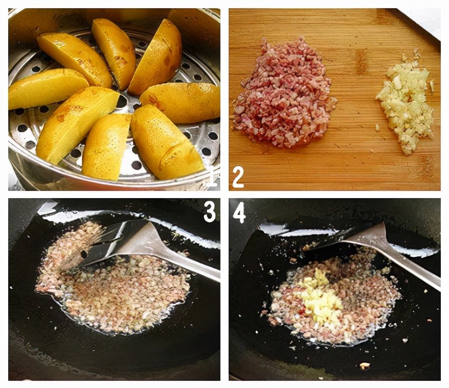 Milky mashed potatoes, rice and vegetables are not fried or fried, a