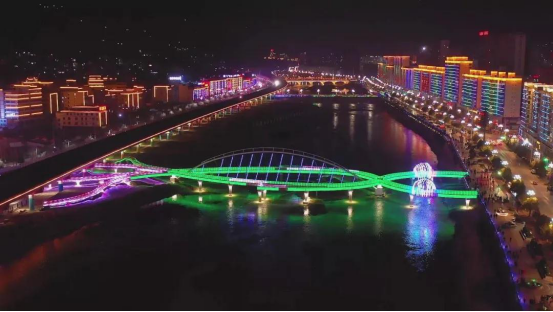 甘肃省武都区：武都夜色——桥的浪漫