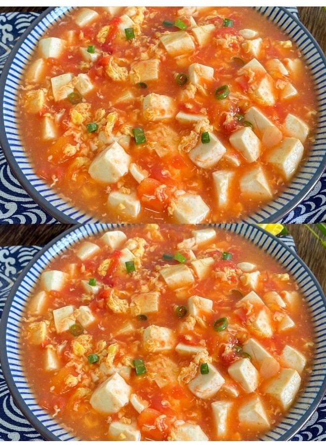 Egg tomato tofu soup, delicious and invincible, much better than meat